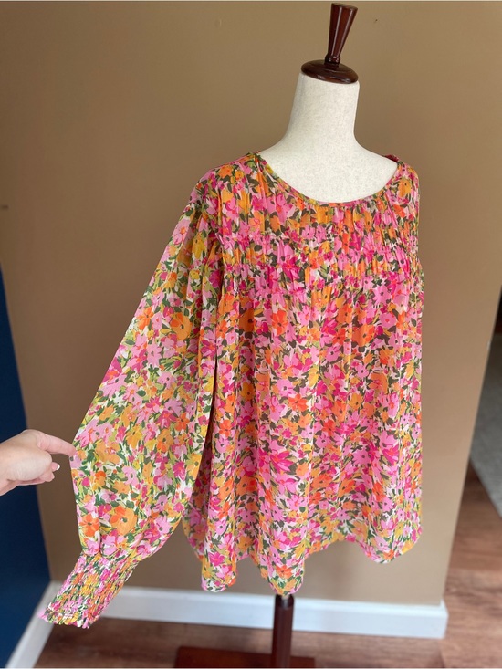 Terra & Sky Tops - Terra & Sky Womens Floral Puff Sleeve Peasant Blouse Top Size 4X 28W Flowy